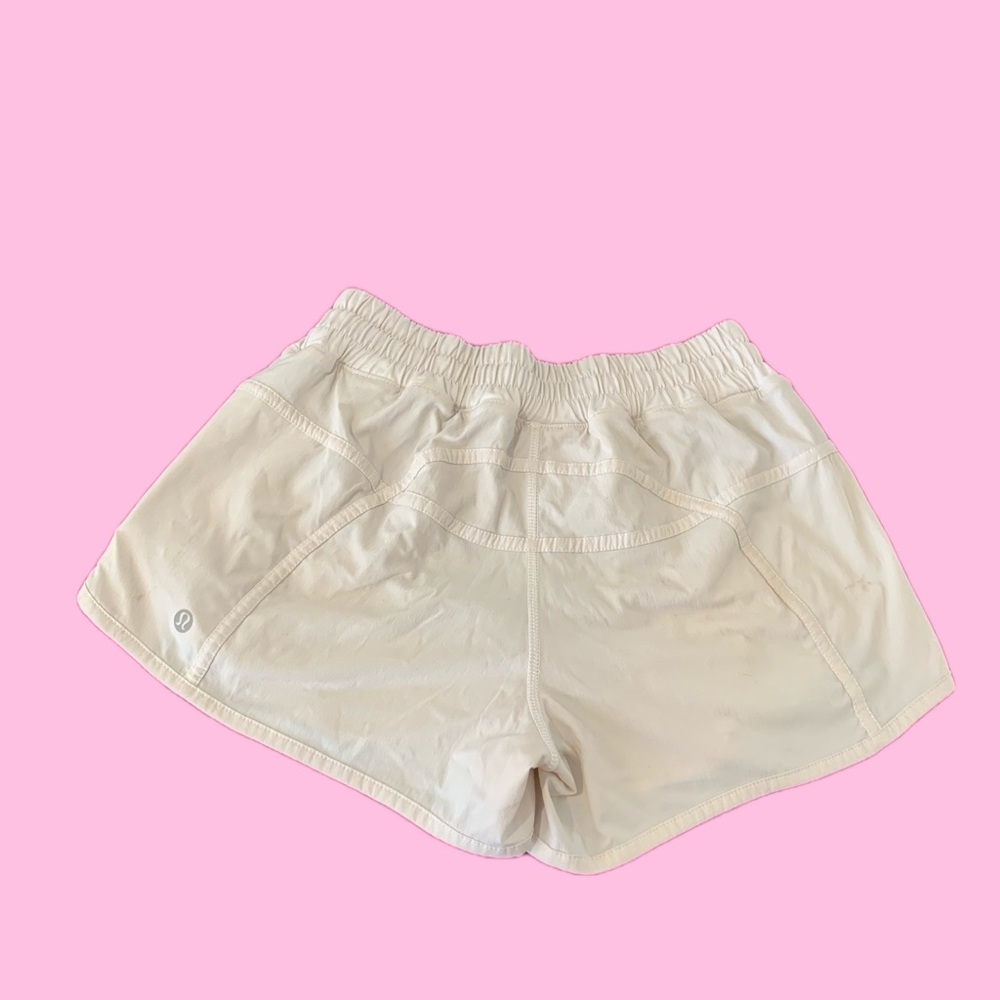 Lululemon Track Attack Running Shorts for Women — White, 4-inch Inseam.